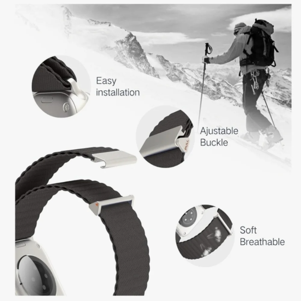 Grey Nylon Sport Loop Band Compatible with Apple Watch Band